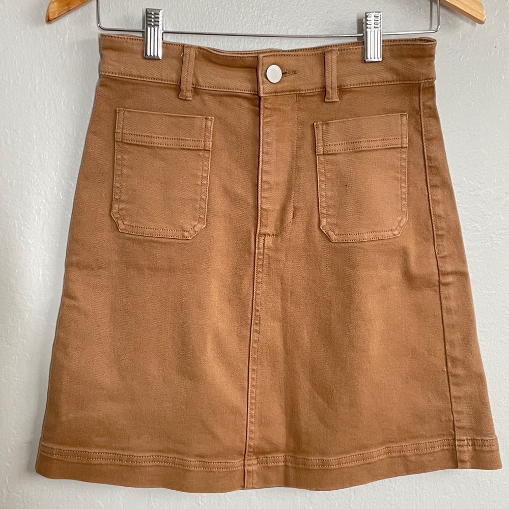 Everlane Camel Twill Mini Skirt  A-Line Size 0